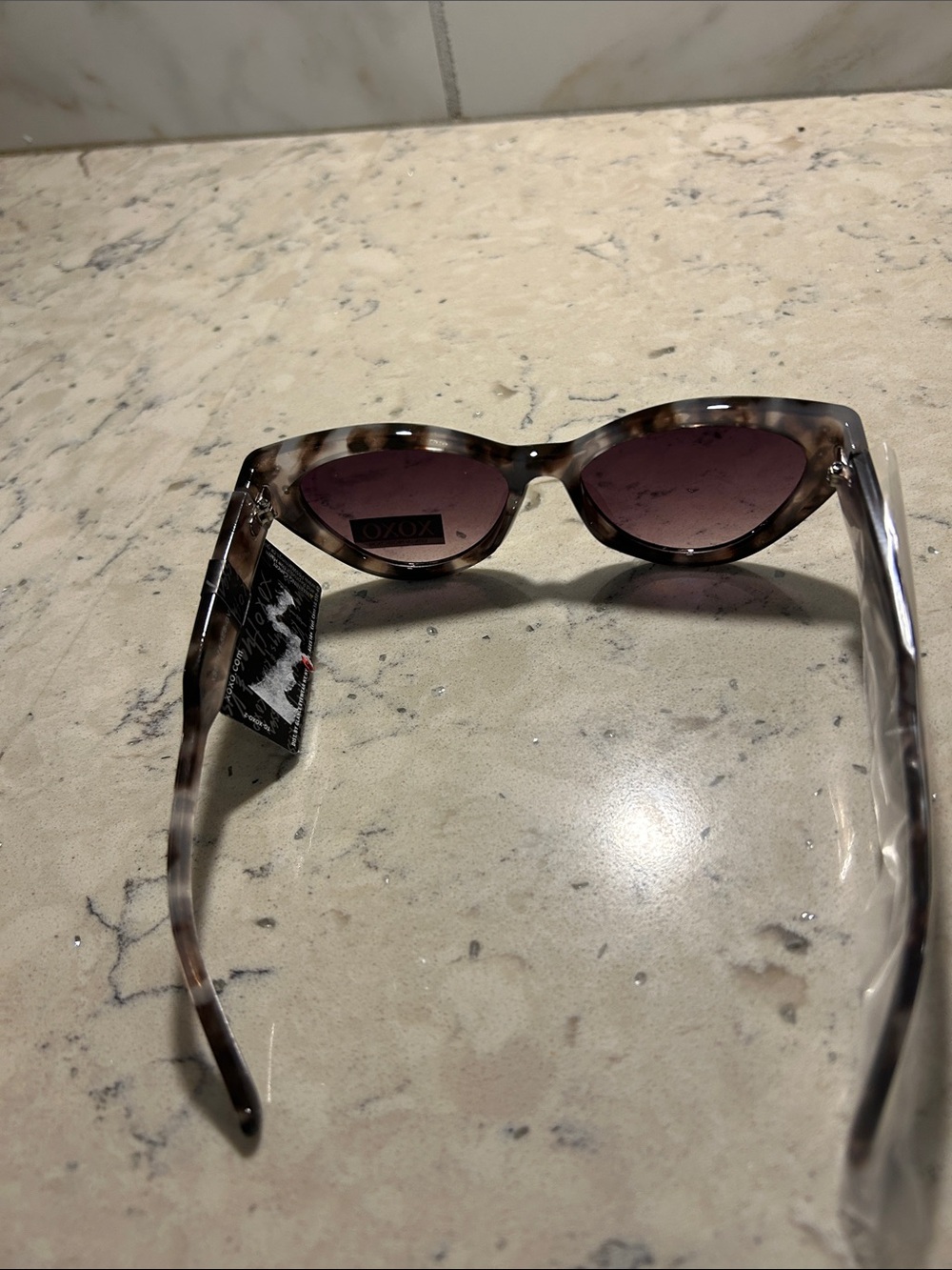 XOXO Women's Tortoiseshell Cat-Eye Sunglasses - Purple Lenses - Picture 3 of 6